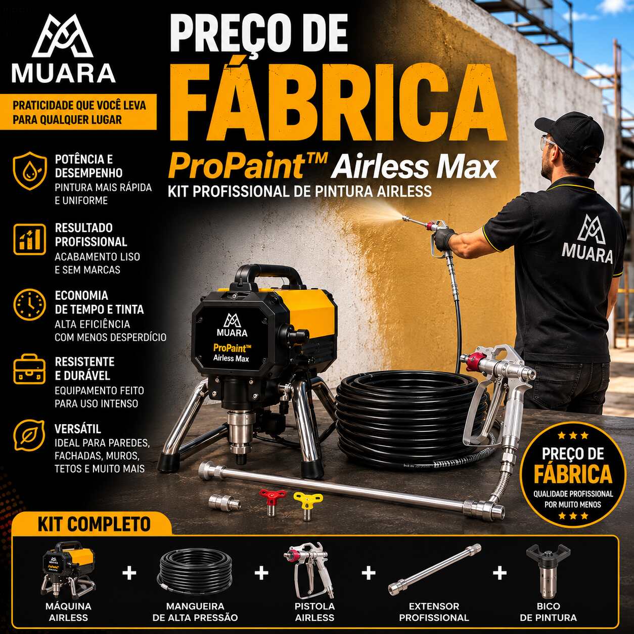 ProPaint™ Airless Max 5 em 1 — Kit Profissional de Pintura Airless