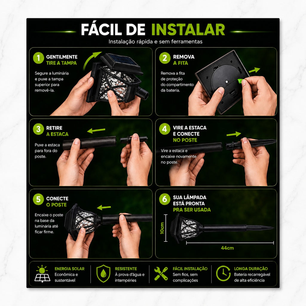 IlumiSolar™ – Lâmpadas LED Solar Automáticas (Kit com 10)