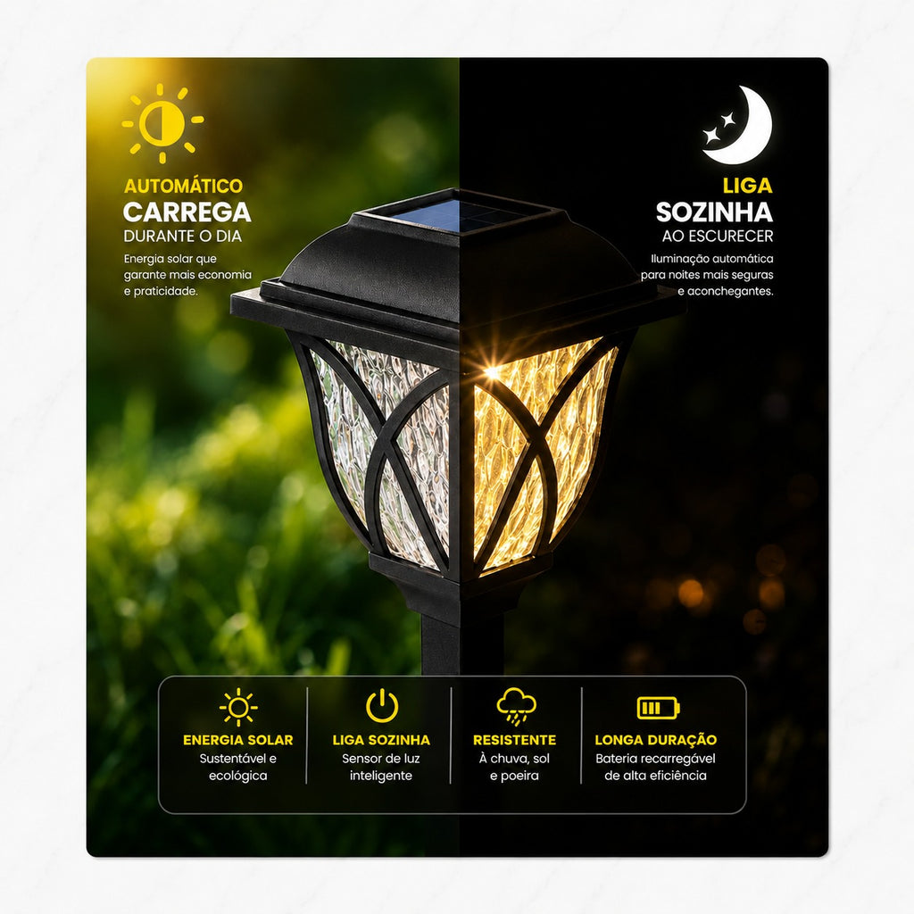 IlumiSolar™ – Lâmpadas LED Solar Automáticas (Kit com 10)