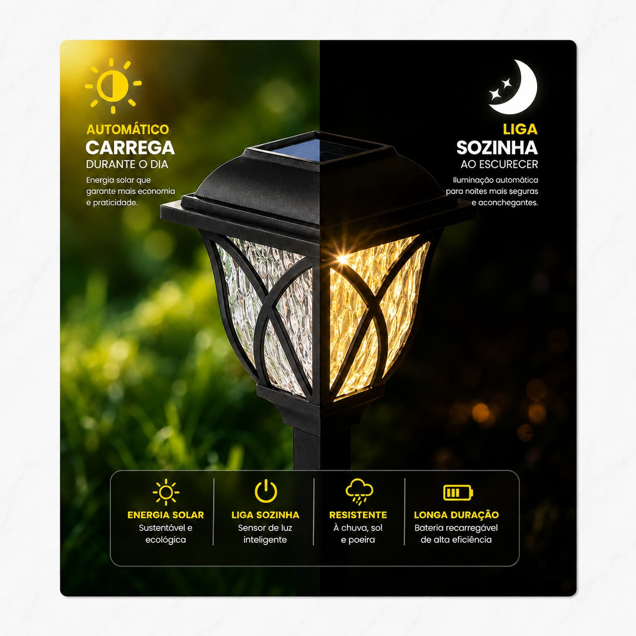 IlumiSolar™ – Lâmpadas LED Solar Automáticas (Kit com 10)