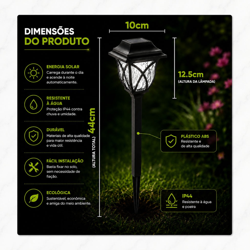 IlumiSolar™ – Lâmpadas LED Solar Automáticas (Kit com 10)