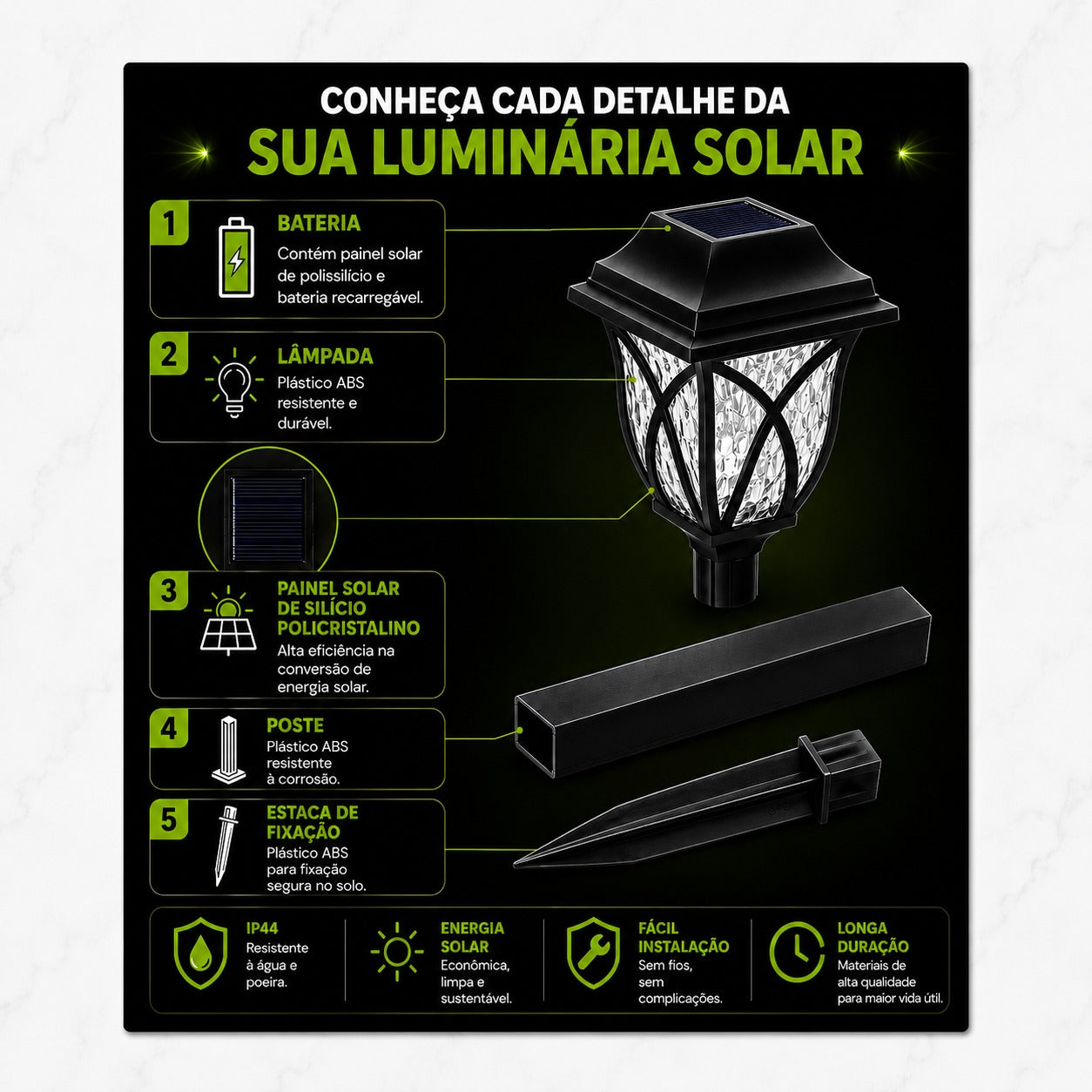 IlumiSolar™ – Lâmpadas LED Solar Automáticas (Kit com 10)