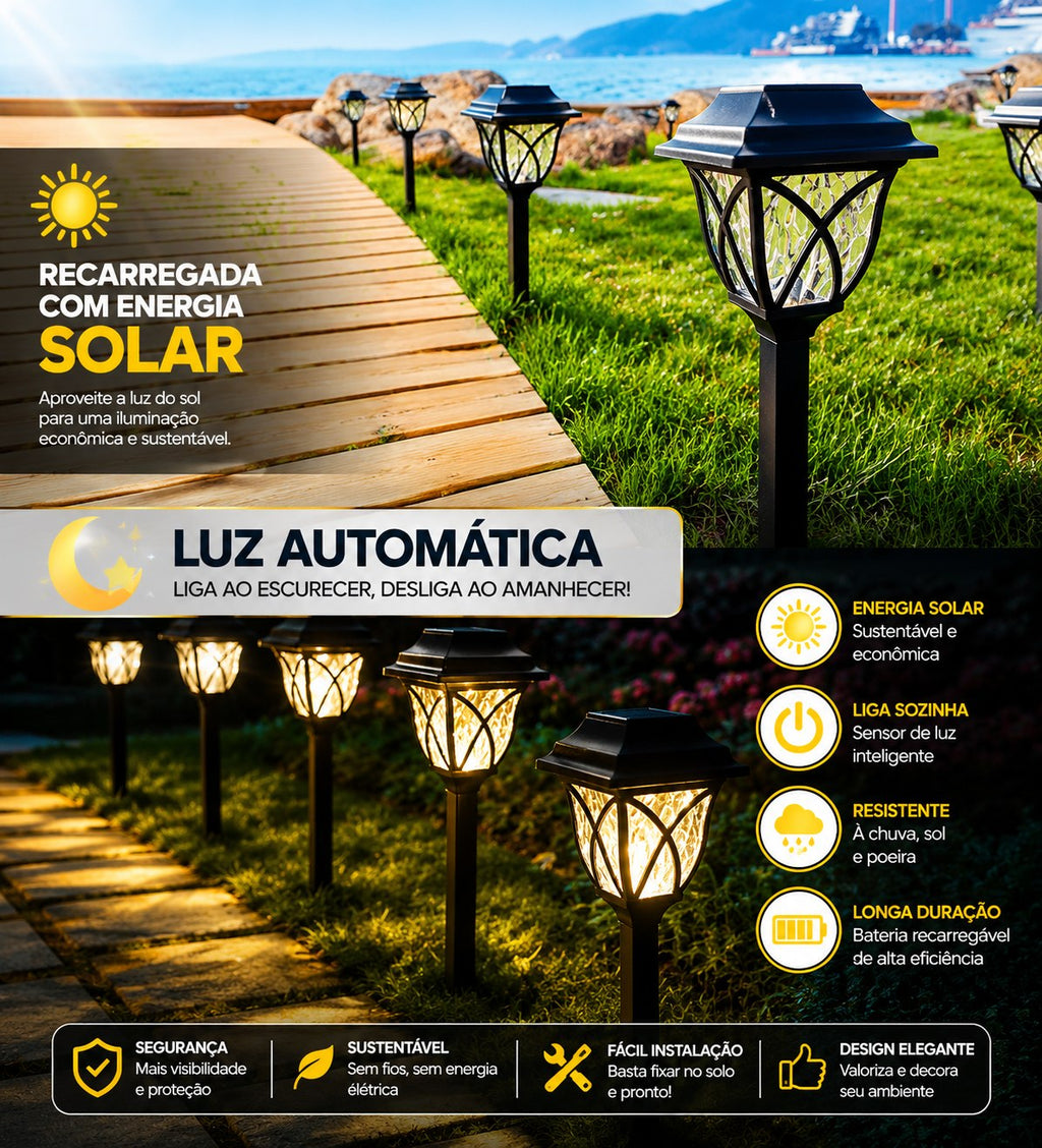 IlumiSolar™ – Lâmpadas LED Solar Automáticas (Kit com 10)