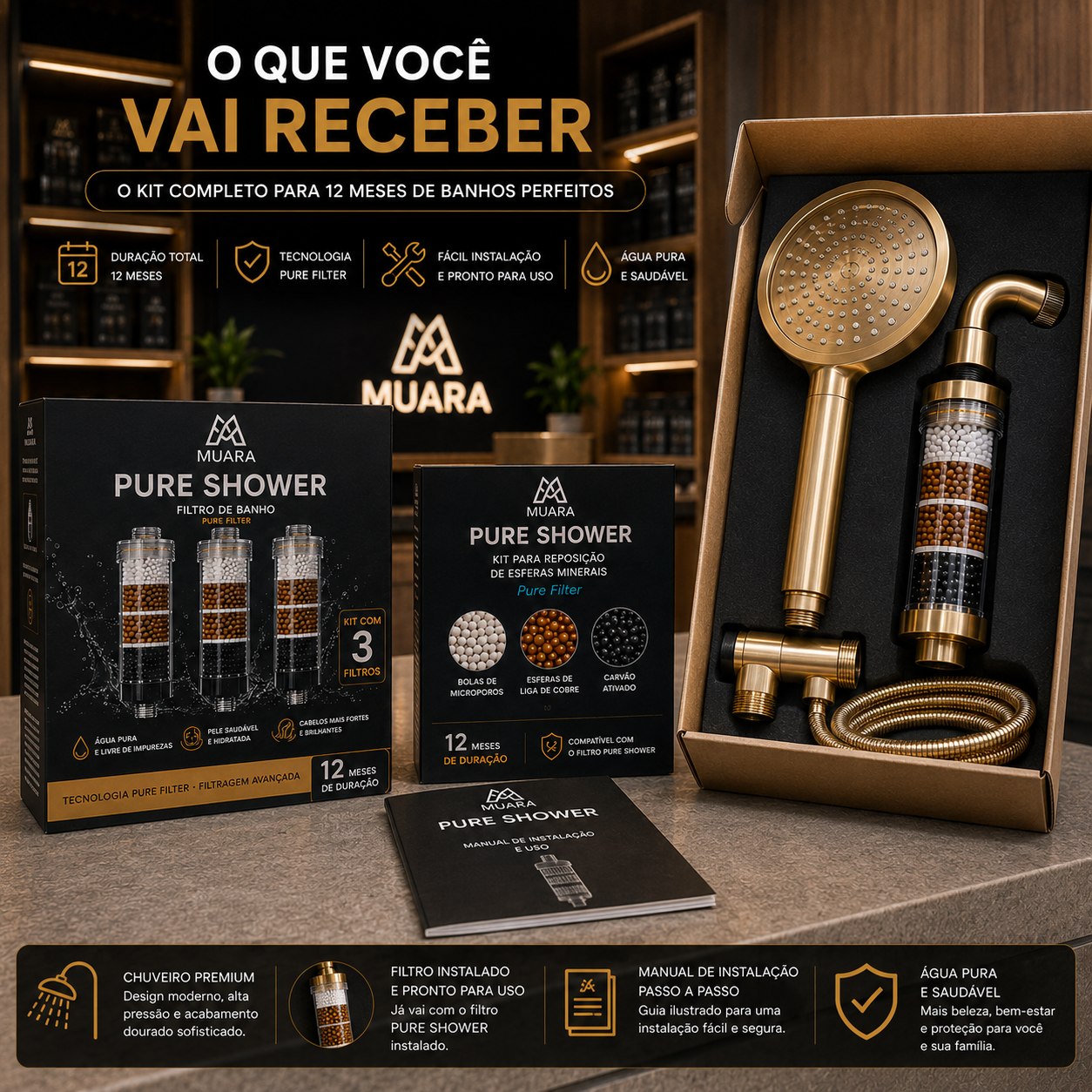 Pure Shower™ – Kit Completo de Filtragem Premium