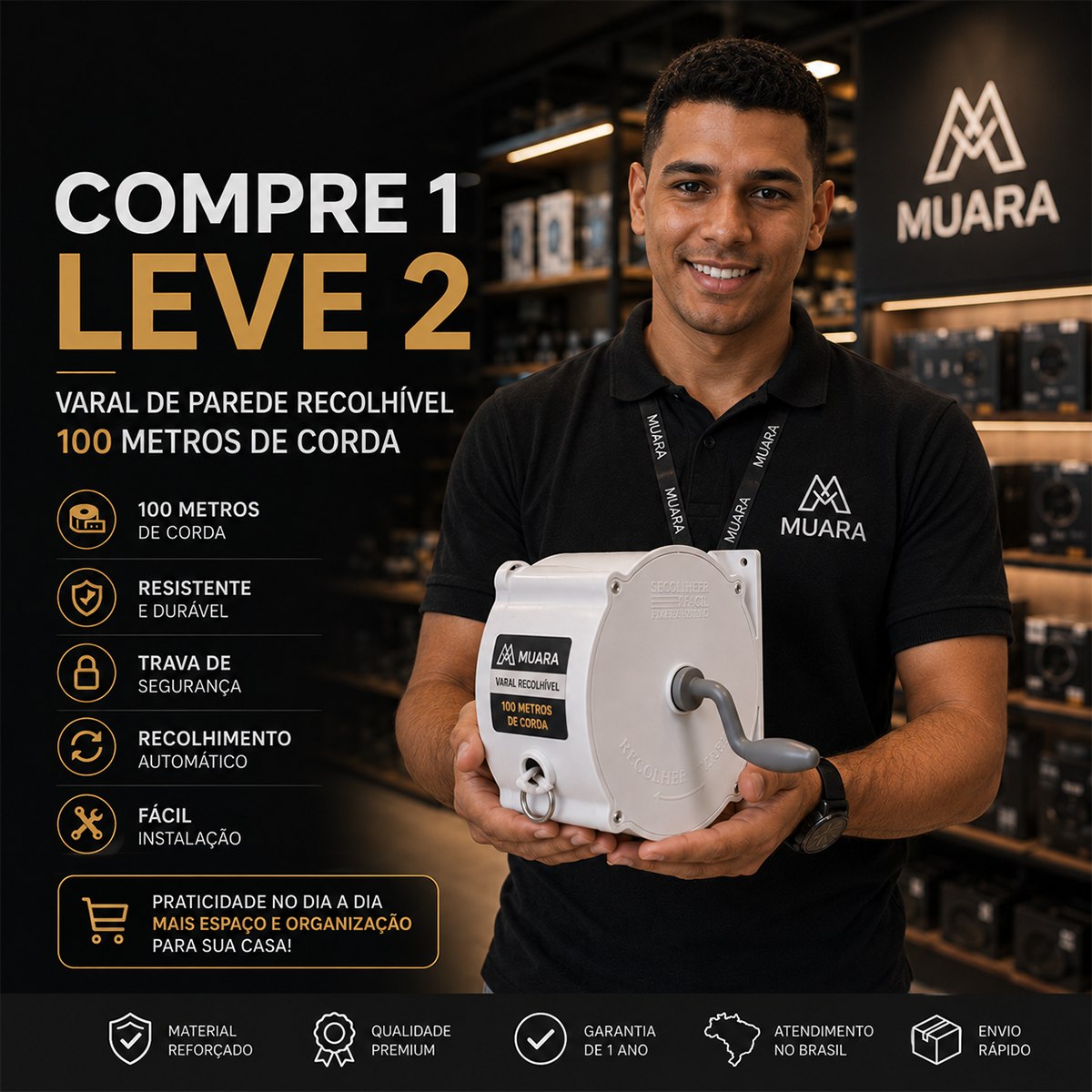 SpaceFlow™ Varal Retrátil Inteligente