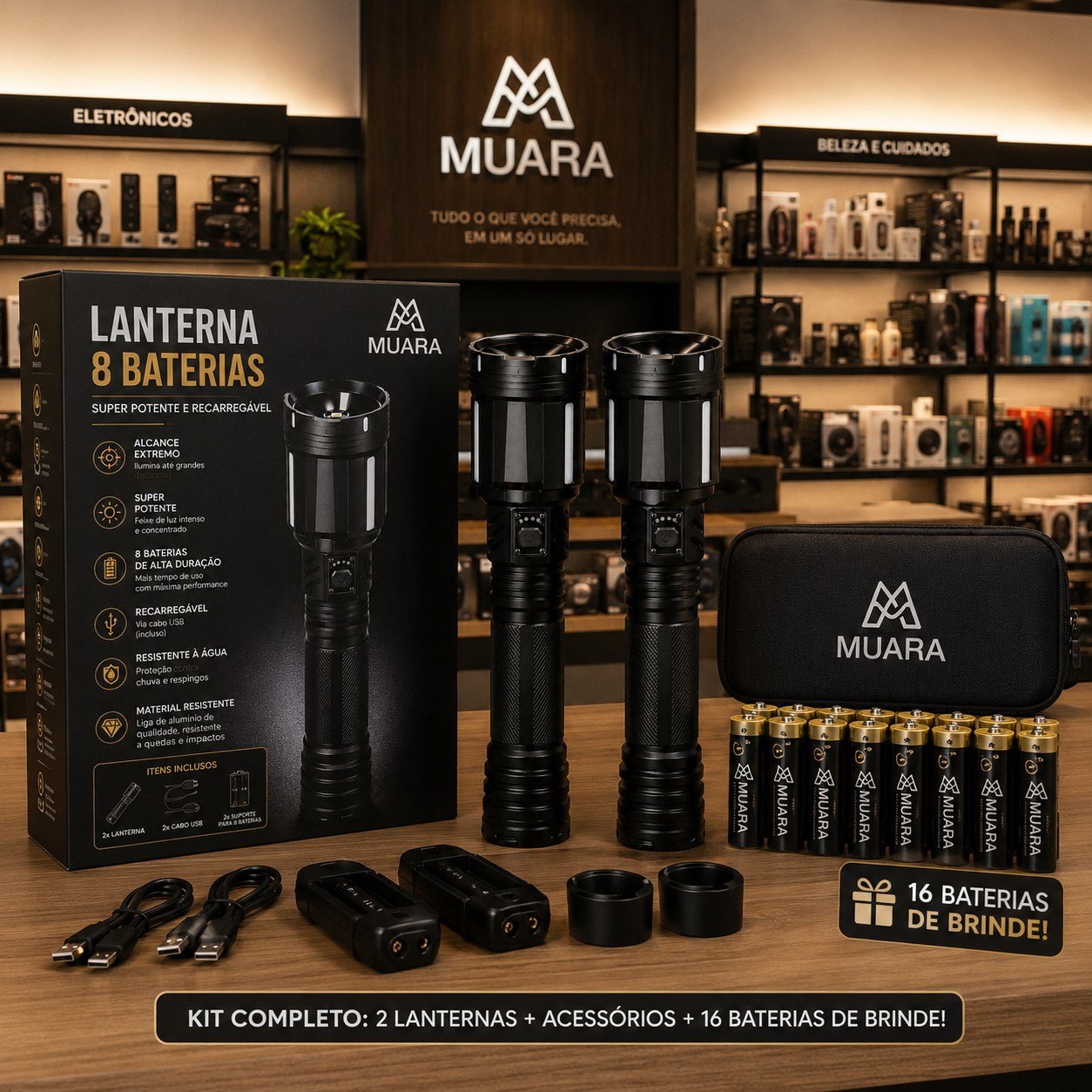 TitanFlash™ Pro 8X  Lanterna Tática de Alta Potência Recarregável