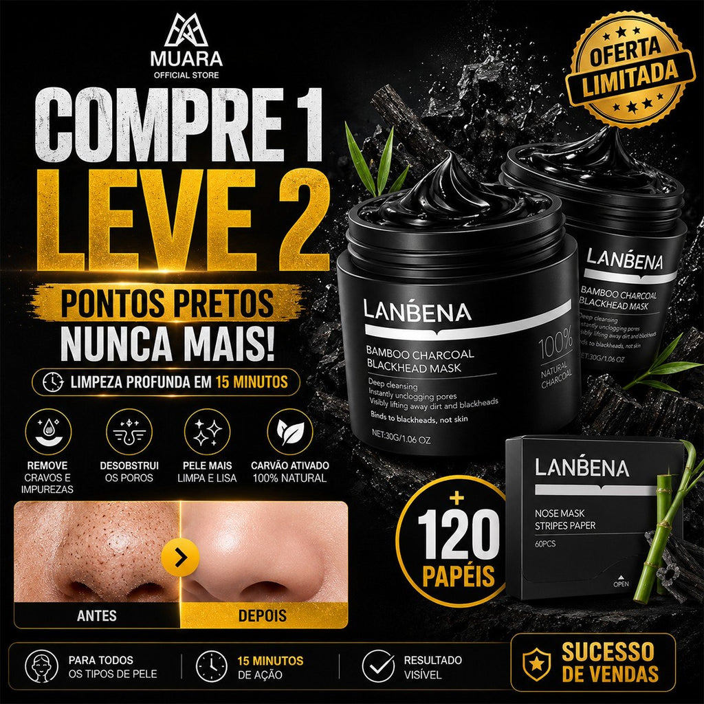 Lanbena Muara™ Black Peel Pro - Máscara de Carvão Ativado para Limpeza Profunda dos Poros