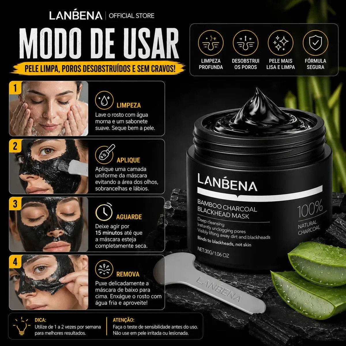 Lanbena Muara™ Black Peel Pro - Máscara de Carvão Ativado para Limpeza Profunda dos Poros