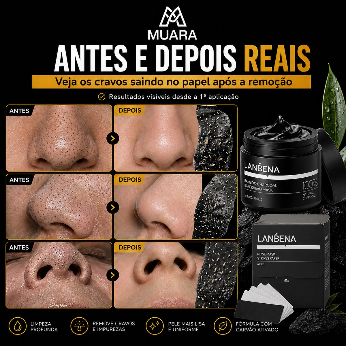 Lanbena Muara™ Black Peel Pro - Máscara de Carvão Ativado para Limpeza Profunda dos Poros