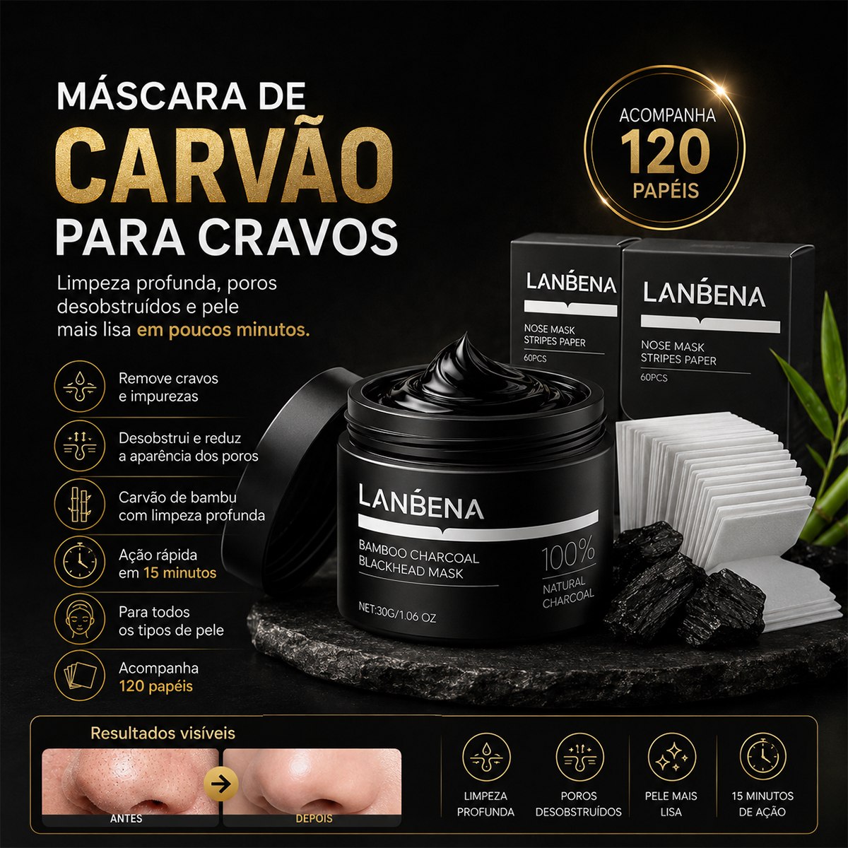 Lanbena Muara™ Black Peel Pro - Máscara de Carvão Ativado para Limpeza Profunda dos Poros