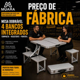 Muara EasyTable 4™ Mesa Dobrável Portátil com 4 Bancos Integrados